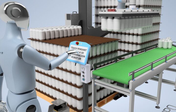 Cobot Alimentación Botes Botellas a Línea
